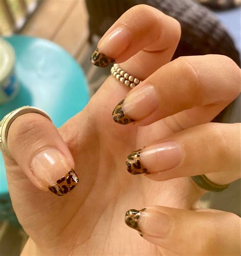 leopard print french tip nails square